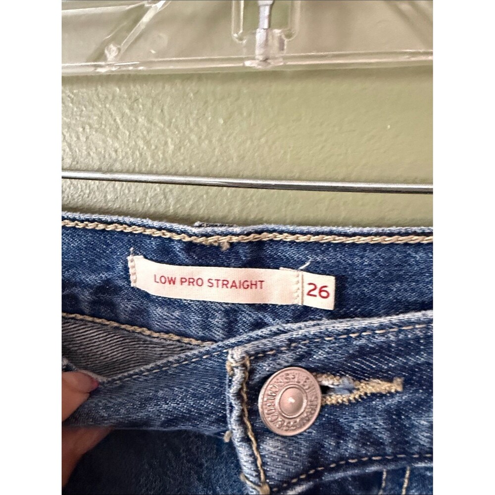 Levi's Low Pro Straight Distressed Ripped Jeans Sz 26 - Picture 5 of 9